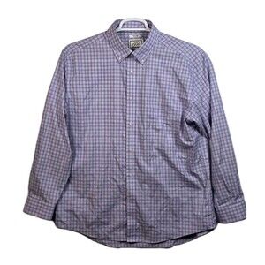 Jos A Bank Men's 17.5 -34 Slim Fit Gingham Purple & White‎ Plaid Shirt